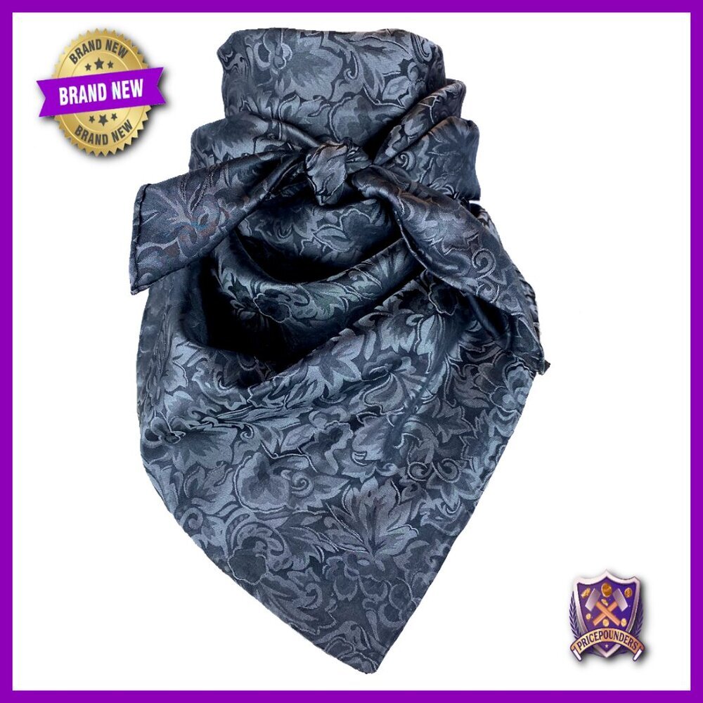 34" Silk Western Scarf, Jacquard Baroque Pattern, Wild Rag for Cowboy Style